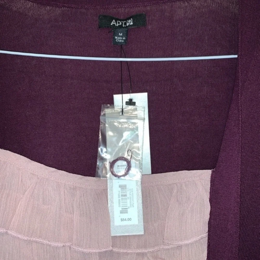 Apt 9 Purple Long Sleeve Ruffle Top NWT- Size M - Picture 3 of 3